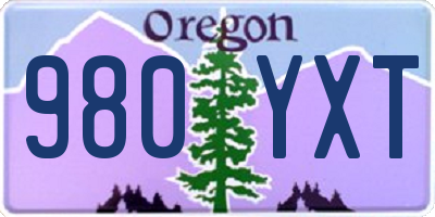 OR license plate 980YXT