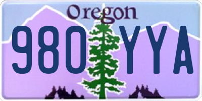 OR license plate 980YYA