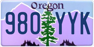 OR license plate 980YYK