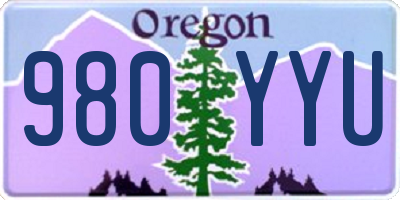 OR license plate 980YYU