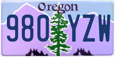OR license plate 980YZW