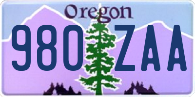 OR license plate 980ZAA