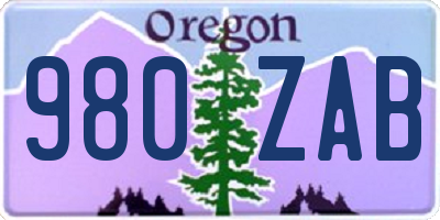 OR license plate 980ZAB