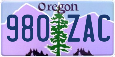 OR license plate 980ZAC
