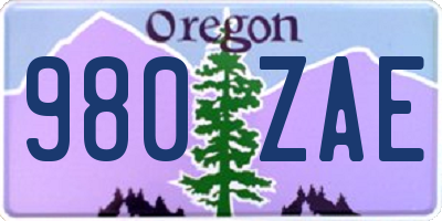 OR license plate 980ZAE