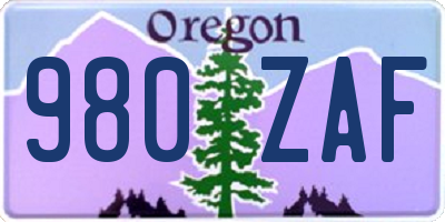 OR license plate 980ZAF