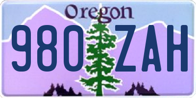 OR license plate 980ZAH