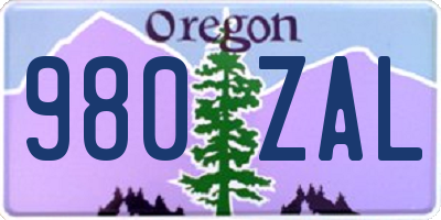 OR license plate 980ZAL