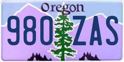 OR license plate 980ZAS