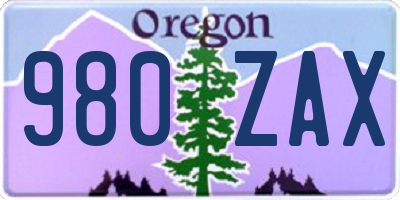 OR license plate 980ZAX