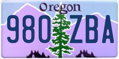 OR license plate 980ZBA