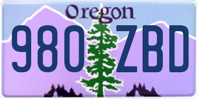 OR license plate 980ZBD