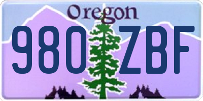 OR license plate 980ZBF