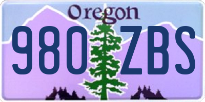 OR license plate 980ZBS