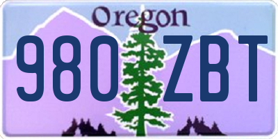 OR license plate 980ZBT