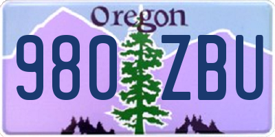 OR license plate 980ZBU