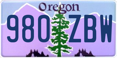 OR license plate 980ZBW
