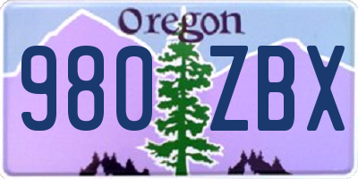 OR license plate 980ZBX