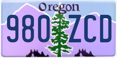 OR license plate 980ZCD