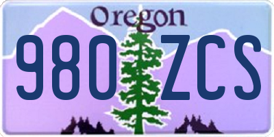 OR license plate 980ZCS