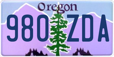OR license plate 980ZDA