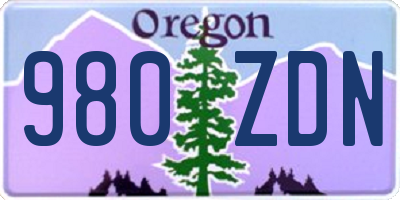 OR license plate 980ZDN