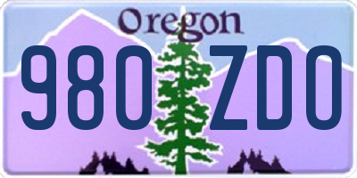 OR license plate 980ZDO