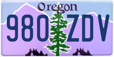 OR license plate 980ZDV
