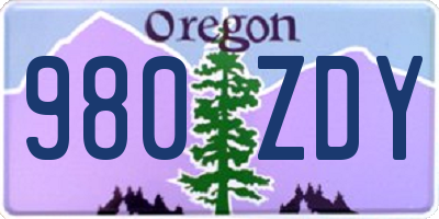 OR license plate 980ZDY