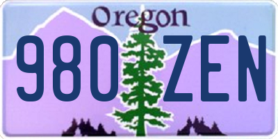 OR license plate 980ZEN