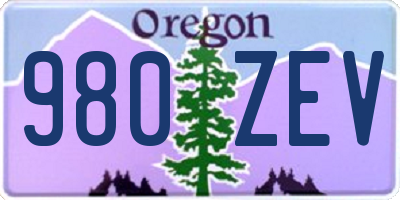 OR license plate 980ZEV