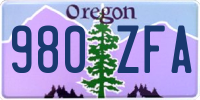 OR license plate 980ZFA