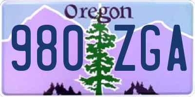 OR license plate 980ZGA