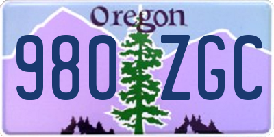 OR license plate 980ZGC