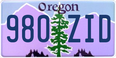 OR license plate 980ZID