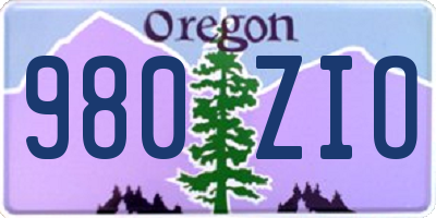 OR license plate 980ZIO