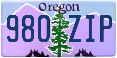 OR license plate 980ZIP