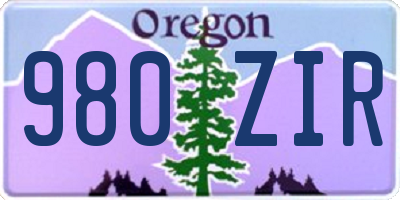 OR license plate 980ZIR
