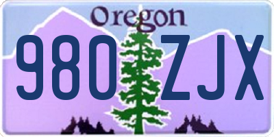 OR license plate 980ZJX