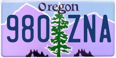 OR license plate 980ZNA