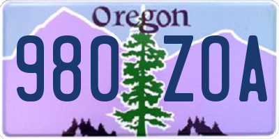 OR license plate 980ZOA
