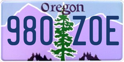 OR license plate 980ZOE