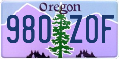 OR license plate 980ZOF