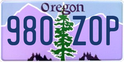 OR license plate 980ZOP