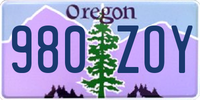 OR license plate 980ZOY