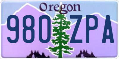 OR license plate 980ZPA