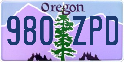 OR license plate 980ZPD