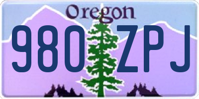 OR license plate 980ZPJ