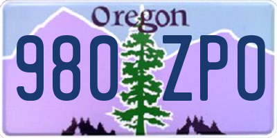 OR license plate 980ZPO