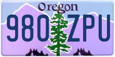 OR license plate 980ZPU